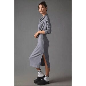 Daily Practice Anthropologie The Arabella Drapey Midi Dress Gray Sweater XS